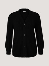 Plus - Gerippter Cardigan aus nachhaltiger Baumwolle - Frauen - deep black Plus - Gerippter Cardigan aus nachhaltiger Baumwolle - Frauen - deep black - 7 - My True Me