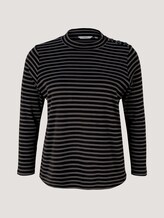 Plus - Langarmshirt mit kurzem Stehkragen - Frauen - black grey melange stripe Plus - Langarmshirt mit kurzem Stehkragen - Frauen - black grey melange stripe - 7 - My True Me