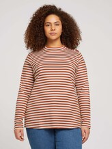 Plus - Langarmshirt mit kurzem Stehkragen - Frauen - cold beige rust stripe Plus - Langarmshirt mit kurzem Stehkragen - Frauen - cold beige rust stripe - 1 - My True Me