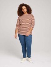 Plus - Langarmshirt mit kurzem Stehkragen - Frauen - cold beige rust stripe Plus - Langarmshirt mit kurzem Stehkragen - Frauen - cold beige rust stripe - 3 - My True Me