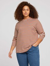 Plus - Langarmshirt mit kurzem Stehkragen - Frauen - cold beige rust stripe Plus - Langarmshirt mit kurzem Stehkragen - Frauen - cold beige rust stripe - 5 - My True Me