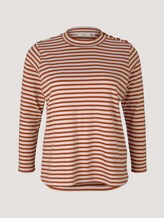 Plus - Langarmshirt mit kurzem Stehkragen - Frauen - cold beige rust stripe Plus - Langarmshirt mit kurzem Stehkragen - Frauen - cold beige rust stripe - 7 - My True Me