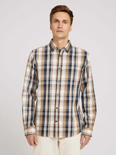 checkered shirt - Men - cognac navy check checkered shirt - Men - cognac navy check - 1 - TOM TAILOR