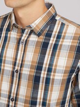 checkered shirt - Men - cognac navy check checkered shirt - Men - cognac navy check - 9 - TOM TAILOR
