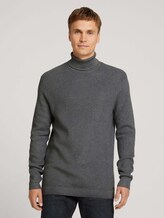 Strukturierter Rollkragenpullover mit LENZING™ ECOVERO™ - Männer - Stormy Gray Melange Strukturierter Rollkragenpullover mit LENZING™ ECOVERO™ - Männer - Stormy Gray Melange - 1 - TOM TAILOR