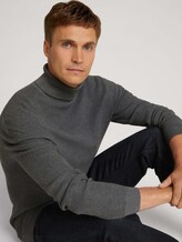 Strukturierter Rollkragenpullover mit LENZING™ ECOVERO™ - Männer - Stormy Gray Melange Strukturierter Rollkragenpullover mit LENZING™ ECOVERO™ - Männer - Stormy Gray Melange - 5 - TOM TAILOR