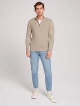 Strukturierter Troyer Pullover mit LENZING™ ECOVERO™ - Männer - soft beige melange Strukturierter Troyer Pullover mit LENZING™ ECOVERO™ - Männer - soft beige melange - 3 - TOM TAILOR