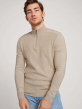 Strukturierter Troyer Pullover mit LENZING™ ECOVERO™ - Männer - soft beige melange Strukturierter Troyer Pullover mit LENZING™ ECOVERO™ - Männer - soft beige melange - 5 - TOM TAILOR