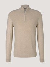 Strukturierter Troyer Pullover mit LENZING™ ECOVERO™ - Männer - soft beige melange Strukturierter Troyer Pullover mit LENZING™ ECOVERO™ - Männer - soft beige melange - 7 - TOM TAILOR