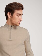 Strukturierter Troyer Pullover mit LENZING™ ECOVERO™ - Männer - soft beige melange Strukturierter Troyer Pullover mit LENZING™ ECOVERO™ - Männer - soft beige melange - 9 - TOM TAILOR