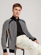 Gemusterte Strickjacke mit Stehkragen - Männer - black white birdseye jacquard Gemusterte Strickjacke mit Stehkragen - Männer - black white birdseye jacquard - 5 - TOM TAILOR