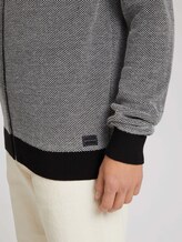 Gemusterte Strickjacke mit Stehkragen - Männer - black white birdseye jacquard Gemusterte Strickjacke mit Stehkragen - Männer - black white birdseye jacquard - 9 - TOM TAILOR
