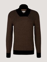 Pullover mit Schalkragen mit Bio-Baumwolle - Männer - black cognac knit structure Pullover mit Schalkragen mit Bio-Baumwolle - Männer - black cognac knit structure - 7 - TOM TAILOR