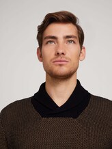 Pullover mit Schalkragen mit Bio-Baumwolle - Männer - black cognac knit structure Pullover mit Schalkragen mit Bio-Baumwolle - Männer - black cognac knit structure - 9 - TOM TAILOR