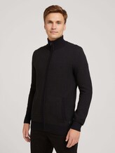 Strickjacke mit Stehkragen - Männer - black anthra knit structure Strickjacke mit Stehkragen - Männer - black anthra knit structure - 1 - TOM TAILOR