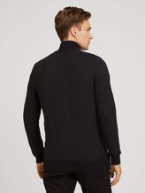 Strickjacke mit Stehkragen - Männer - black anthra knit structure Strickjacke mit Stehkragen - Männer - black anthra knit structure - 2 - TOM TAILOR