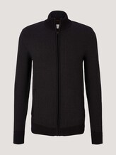 Strickjacke mit Stehkragen - Männer - black anthra knit structure Strickjacke mit Stehkragen - Männer - black anthra knit structure - 7 - TOM TAILOR