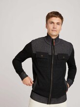 Melierte Strickjacke mit Brusttaschen - Männer - Black Grey Melange Melierte Strickjacke mit Brusttaschen - Männer - Black Grey Melange - 5 - TOM TAILOR