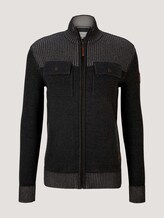 Melierte Strickjacke mit Brusttaschen - Männer - Black Grey Melange Melierte Strickjacke mit Brusttaschen - Männer - Black Grey Melange - 7 - TOM TAILOR