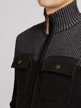 Melierte Strickjacke mit Brusttaschen - Männer - Black Grey Melange Melierte Strickjacke mit Brusttaschen - Männer - Black Grey Melange - 9 - TOM TAILOR