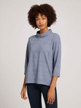 Geruit sweatshirt met col - Vrouwen - blue offwhite check Geruit sweatshirt met col - Vrouwen - blue offwhite check - 1 - TOM TAILOR