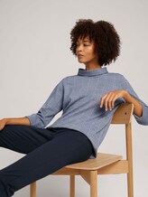 Geruit sweatshirt met col - Vrouwen - blue offwhite check Geruit sweatshirt met col - Vrouwen - blue offwhite check - 5 - TOM TAILOR