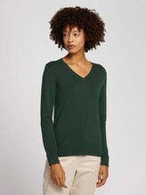 Basic sweater with a V-neckline - Women - dark pine green Basic sweater with a V-neckline - Women - dark pine green - 1 - TOM TAILOR