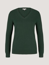 Basic sweater with a V-neckline - Women - dark pine green Basic sweater with a V-neckline - Women - dark pine green - 7 - TOM TAILOR