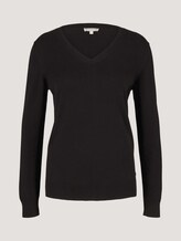 Basic Pullover mit V-Ausschnitt - Frauen - deep black Basic Pullover mit V-Ausschnitt - Frauen - deep black - 7 - TOM TAILOR