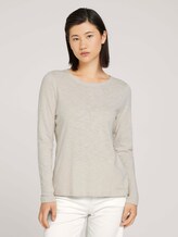 Basic Langarmshirt mit Bio-Baumwolle - Frauen - cold beige Basic Langarmshirt mit Bio-Baumwolle - Frauen - cold beige - 1 - TOM TAILOR