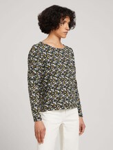 Gemustertes Langarmshirt mit Raffungen - Frauen - green small floral design Gemustertes Langarmshirt mit Raffungen - Frauen - green small floral design - 1 - TOM TAILOR