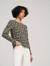Gemustertes Langarmshirt mit Raffungen - Frauen - green small floral design Gemustertes Langarmshirt mit Raffungen - Frauen - green small floral design - 5 - TOM TAILOR