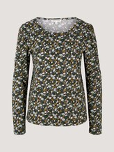 Gemustertes Langarmshirt mit Raffungen - Frauen - green small floral design Gemustertes Langarmshirt mit Raffungen - Frauen - green small floral design - 7 - TOM TAILOR
