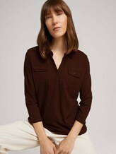 Henleyshirt mit Brusttaschen - Frauen - java dark brown Henleyshirt mit Brusttaschen - Frauen - java dark brown - 5 - TOM TAILOR