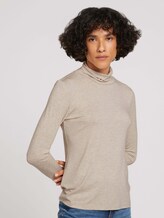 Jersey Rollkragenshirt - Frauen - cold beige melange Jersey Rollkragenshirt - Frauen - cold beige melange - 1 - TOM TAILOR