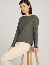 Langarmshirt mit elastischem Bund - Frauen - dusty mid olive Langarmshirt mit elastischem Bund - Frauen - dusty mid olive - 5 - TOM TAILOR