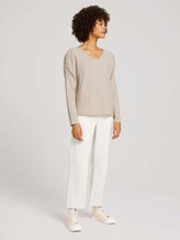 Strukturiertes Shirt mit Raffungen - Frauen - cold beige Strukturiertes Shirt mit Raffungen - Frauen - cold beige - 3 - TOM TAILOR