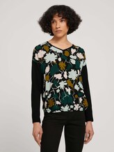Patterned shirt in a mix of materials - Women - green large floral design Patterned shirt in a mix of materials - Women - green large floral design - 1 - TOM TAILOR