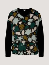 Patterned shirt in a mix of materials - Women - green large floral design Patterned shirt in a mix of materials - Women - green large floral design - 7 - TOM TAILOR