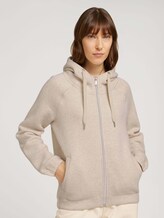 Melierte Sweatjacke mit Kapuze - Frauen - cold beige melange Melierte Sweatjacke mit Kapuze - Frauen - cold beige melange - 1 - TOM TAILOR