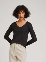 Langarmshirt mit V-Ausschnitt - Frauen - deep black Langarmshirt mit V-Ausschnitt - Frauen - deep black - 5 - TOM TAILOR