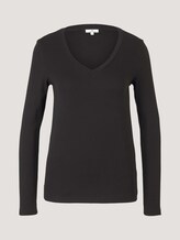Langarmshirt mit V-Ausschnitt - Frauen - deep black Langarmshirt mit V-Ausschnitt - Frauen - deep black - 7 - TOM TAILOR