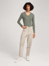 Langarmshirt mit V-Ausschnitt - Frauen - dusty mid olive Langarmshirt mit V-Ausschnitt - Frauen - dusty mid olive - 3 - TOM TAILOR
