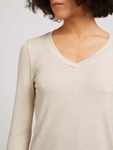 Langarmshirt mit V-Ausschnitt - Frauen - cold beige melange Langarmshirt mit V-Ausschnitt - Frauen - cold beige melange - 9 - TOM TAILOR