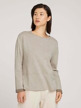 Loose-fit jersey shirt - Women - cold beige melange Loose-fit jersey shirt - Women - cold beige melange - 1 - TOM TAILOR