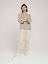 Loose-fit jersey shirt - Women - cold beige melange Loose-fit jersey shirt - Women - cold beige melange - 3 - TOM TAILOR