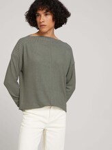 Melange shirt with ribbed cuffs - Women - dusty mid olive melange Melange shirt with ribbed cuffs - Women - dusty mid olive melange - 5 - TOM TAILOR