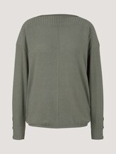 Melange shirt with ribbed cuffs - Women - dusty mid olive melange Melange shirt with ribbed cuffs - Women - dusty mid olive melange - 7 - TOM TAILOR