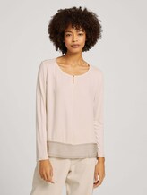7/8 Shirt im Materialmix - Frauen - cold beige 7/8 Shirt im Materialmix - Frauen - cold beige - 1 - TOM TAILOR