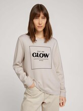 Sweatshirt mit Glitzerprint - Frauen - cold beige Sweatshirt mit Glitzerprint - Frauen - cold beige - 1 - TOM TAILOR